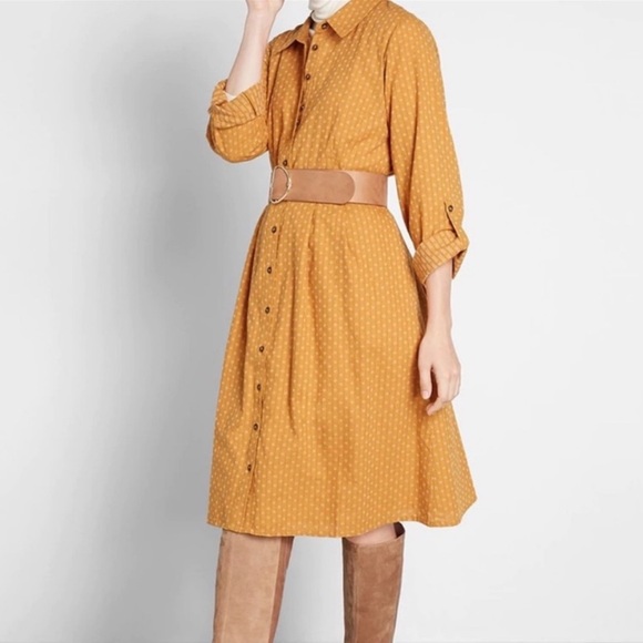 ModCloth Broadcast Coordinator Button Down
Shirt Dress Marigold | size 16 - Picture 8 of 11